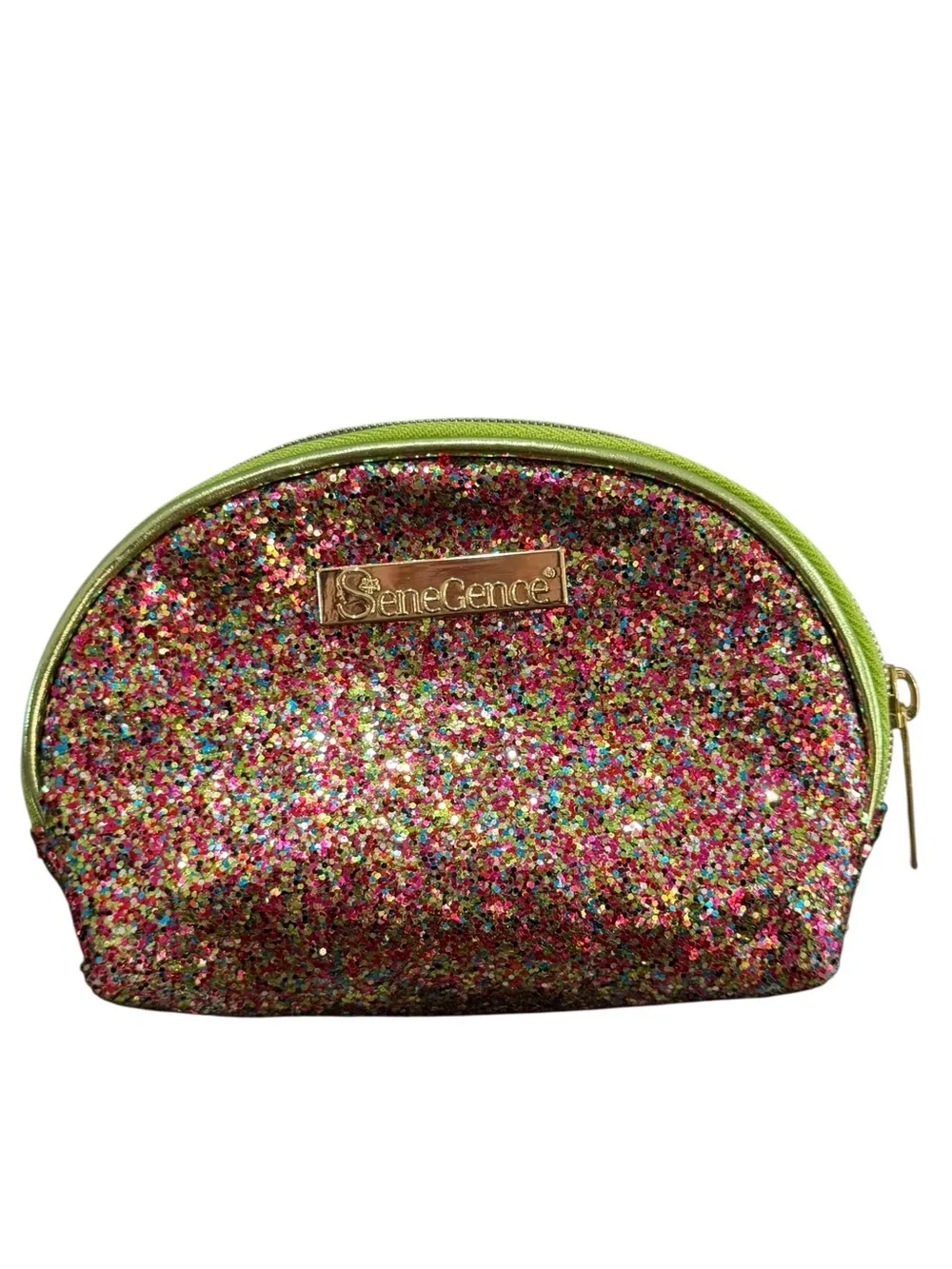 SeneGence Makeup Bag Bundle White Glitter, Rainbow, Gold Lips & Multicolor Bag